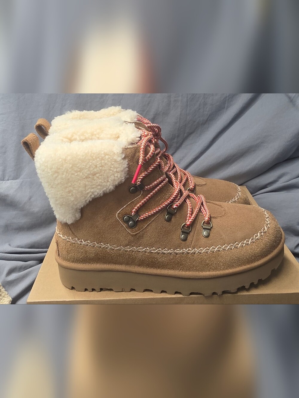 UGG Classic Alpine Lace-Up Boots Suede Hickory 1158271 Women Size 12 NWB